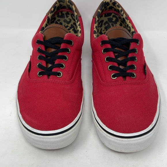 Vans  Maroon Red Authentic Low Pro Canvas Sneaker Leopard Interior - Picture 2 of 11
